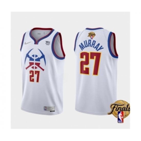 Men's Denver Nuggets #27 Jamal Murray White 2023 Finals Earned Edition Stitched Basketball Jersey - Ujersey