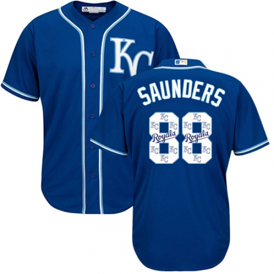 Men's Majestic Kansas City Royals #88 Michael Saunders Blue Authentic Blue Team Logo Fashion Cool Base MLB Jersey - Ujersey