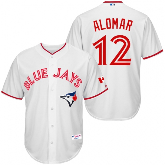 Men's Majestic Toronto Blue Jays #12 Roberto Alomar Replica White 2015 Canada Day MLB Jersey - Ujersey