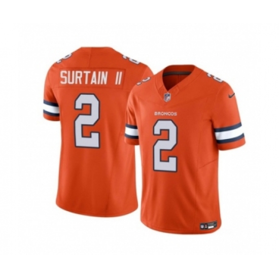 Men's Nike Denver Broncos #2 Pat Surtain II Orange 2023 F.U.S.E. Vapor Untouchable Football Stitched Jersey - Ujersey