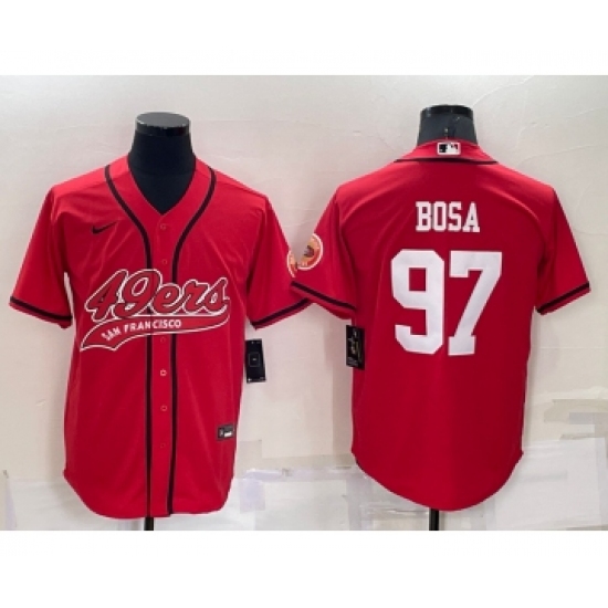 Men's San Francisco 49ers #97 Nick Bosa Red Stitched Cool Base Nike Baseball Jersey - Ujersey