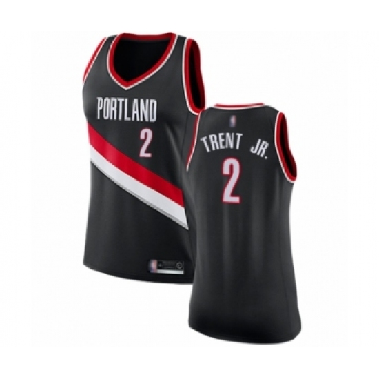 Women's Portland Trail Blazers #2 Gary Trent Jr. Swingman Black Basketball Jersey - Icon Edition - Ujersey
