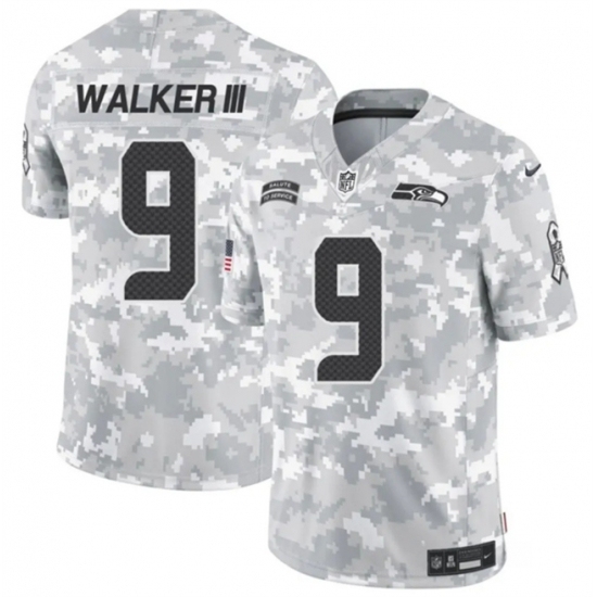 Youth Seattle Seahawks #9 Kenneth Walker III 2024 F U S E Arctic Camo Salute To Service Limited Stitched Football Jersey - Ujersey