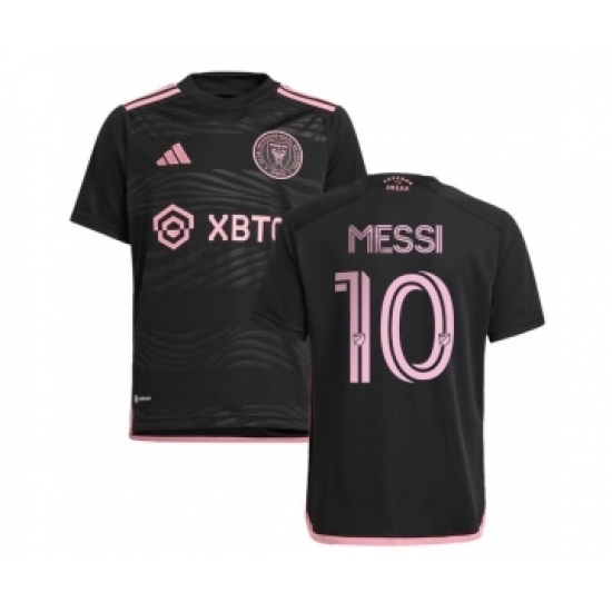 Youth Inter Miami CF #10 Lionel Messi Black Soccer Jersey - Ujersey