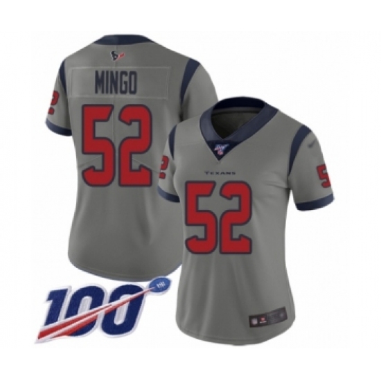 Women's Houston Texans #52 Barkevious Mingo Limited Gray Inverted Legend 100th Season Football Jersey - Ujersey