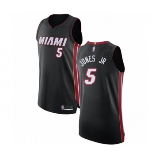 Men's Miami Heat #5 Derrick Jones Jr Authentic Black Basketball Jersey - Icon Edition - Ujersey