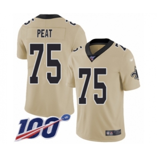 Youth New Orleans Saints #75 Andrus Peat Limited Gold Inverted Legend 100th Season Football Jersey - Ujersey