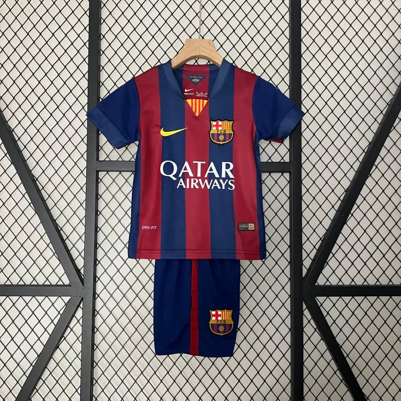 Barcelona Retro Jersey Home Kids Kit Jersey+Shorts 2014-15 - Ujersey NHL