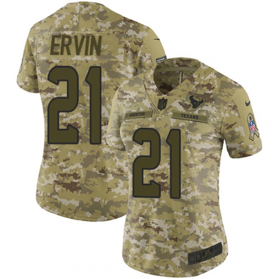 Women's Nike Houston Texans #21 Tyler Ervin Limited Camo 2018 Salute to Service NFL Jersey - Ujersey