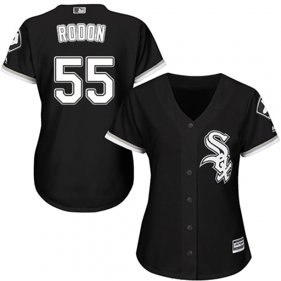 Women's Majestic Chicago White Sox #55 Carlos Rodon Replica Black Alternate Home Cool Base MLB Jersey - Ujersey