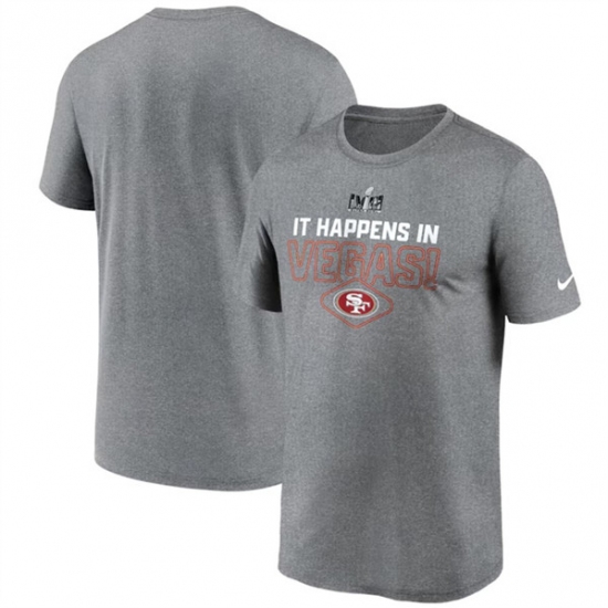 Men's San Francisco 49ers Heather Gray Super Bowl LVIII Logo Lockup T-Shirt - Ujersey
