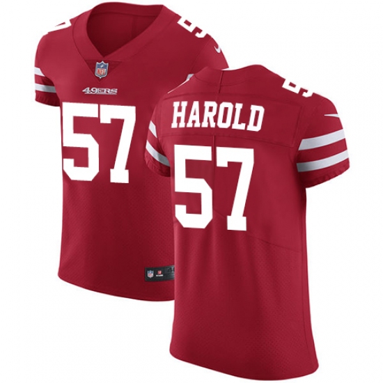 Men's Nike San Francisco 49ers #57 Eli Harold Red Team Color Vapor Untouchable Elite Player NFL Jersey - Ujersey