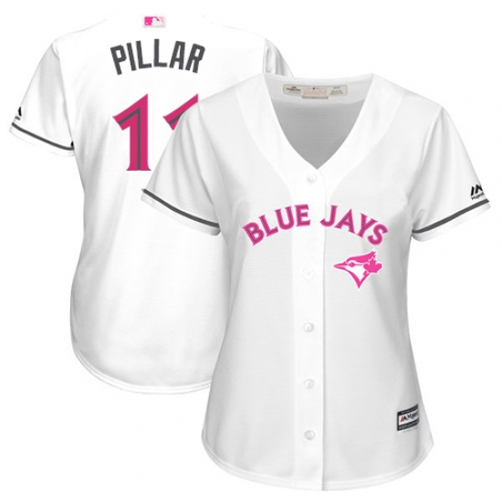 Women's Majestic Toronto Blue Jays #11 Kevin Pillar Authentic White Mother's Day Cool Base MLB Jersey - Ujersey