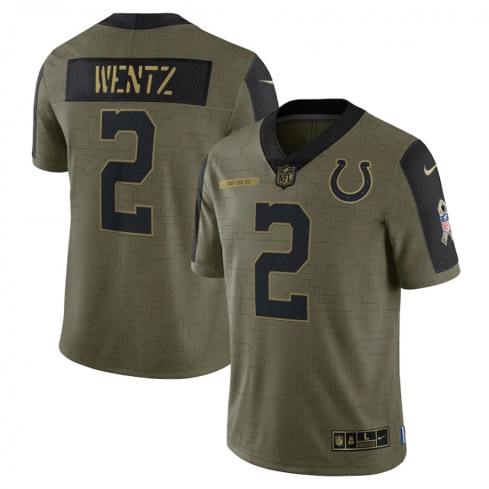 Men's Indianapolis Colts #2 Carson Wentz Nike Olive 2021 Salute To Service Limited Player Jersey - Ujersey