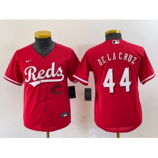 Youth Nike Cincinnati Reds #44 Elly De La Cruz Red Cool Base Stitched Baseball Jersey1 - Ujersey