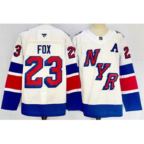 Men's New York Rangers #23 Adam Fox White 2024-25 Stadium Series Stitched Jersey - Ujersey