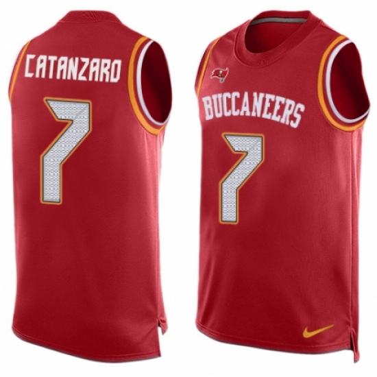 Men's Nike Tampa Bay Buccaneers #7 Chandler Catanzaro Limited Red Player Name & Number Tank Top NFL Jersey - Ujersey