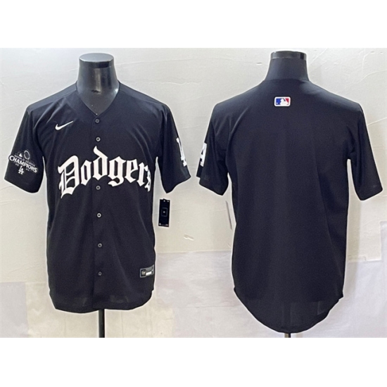 Men's Los Angeles Dodgers Blank Black 2025 LA Gothic Style With 2024 World Series Champions Vapor Premier Limited Stitched Baseball Jersey - Ujersey