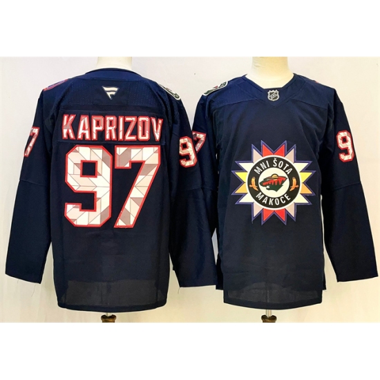 Men's Minnesota Wild #97 Kirill Kaprizov Navy 2024-25 Stitched Hockey Jersey - Ujersey