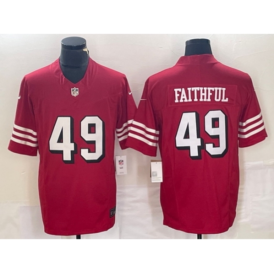 Men San Francisco 49ers #49 The Faithful Red 2023 F U S E Vapor Untouchable Limited Stitched Football Jersey