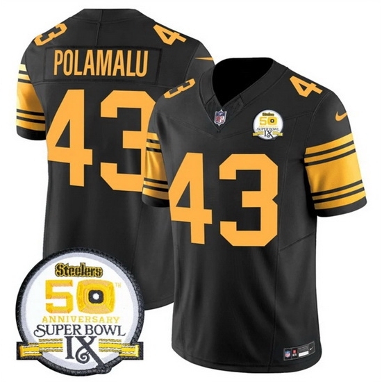 Men's Pittsburgh Steelers #43 Troy Polamalu Black 2024 F U S E 50th Anniversary Of Super Bowl IX Color Rush Limited Stitched Jersey - Ujersey