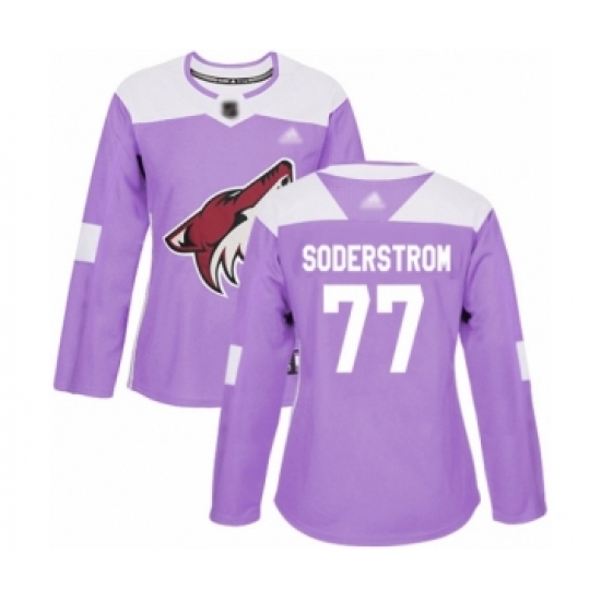 Women's Arizona Coyotes #77 Victor Soderstrom Authentic Purple Fights Cancer Practice Hockey Jersey - Ujersey