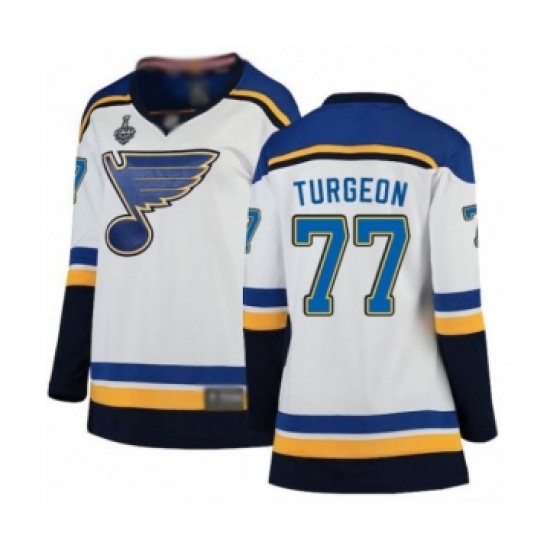 Women's St. Louis Blues #77 Pierre Turgeon Fanatics Branded White Away Breakaway 2019 Stanley Cup Final Bound Hockey Jersey - Ujersey