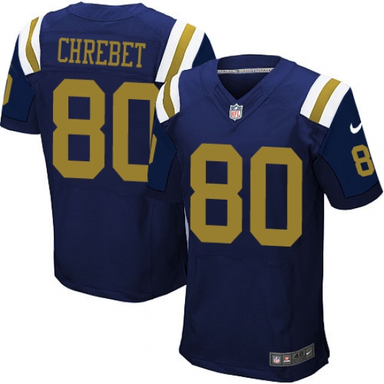 Men's Nike New York Jets #80 Wayne Chrebet Elite Navy Blue Alternate NFL Jersey - Ujersey