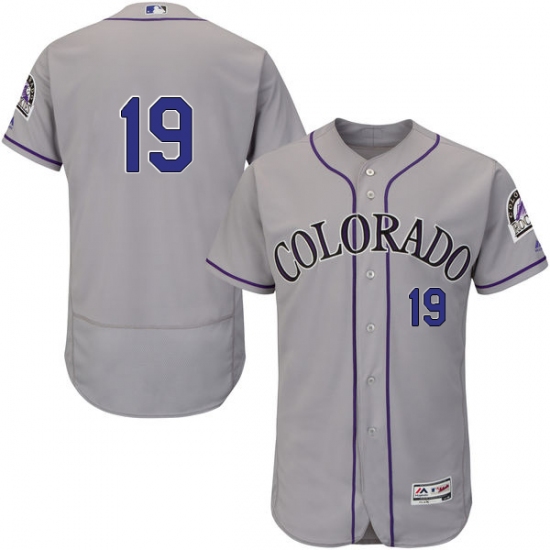 Men's Majestic Colorado Rockies #19 Charlie Blackmon Grey Road Flex Base Authentic Collection MLB Jersey - Ujersey