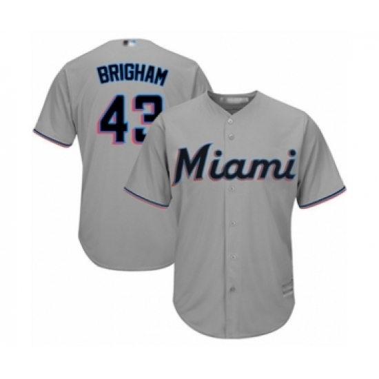 Youth Miami Marlins #43 Jeff Brigham Authentic Grey Road Cool Base Baseball Player Jersey - Ujersey