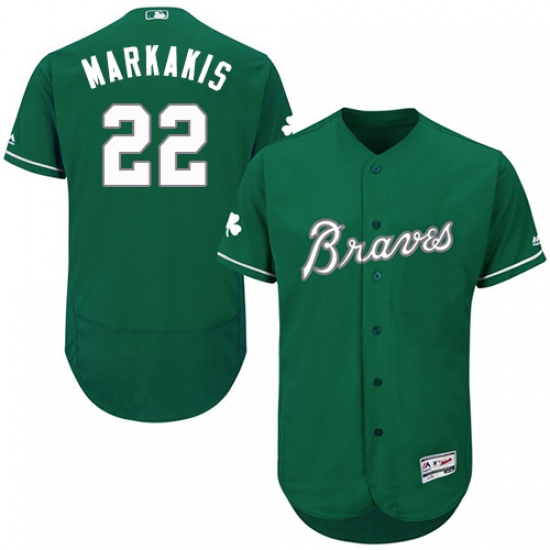 Men's Majestic Atlanta Braves #22 Nick Markakis Green Celtic Flexbase Authentic Collection MLB Jersey - Ujersey