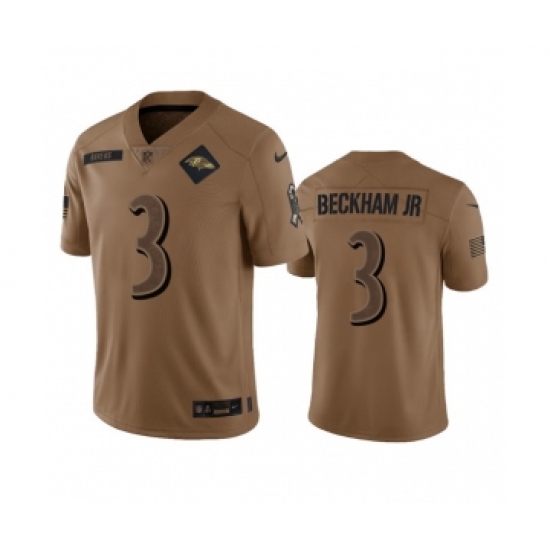 Men's Nike Baltimore Ravens #3 Odell Beckham Jr. 2023 Brown Salute To Service Limited Football Stitched Jersey - Ujersey