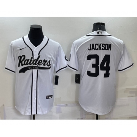 Men's Las Vegas Raiders #34 Bo Jackson White Stitched MLB Cool Base Nike Baseball Jersey - Ujersey
