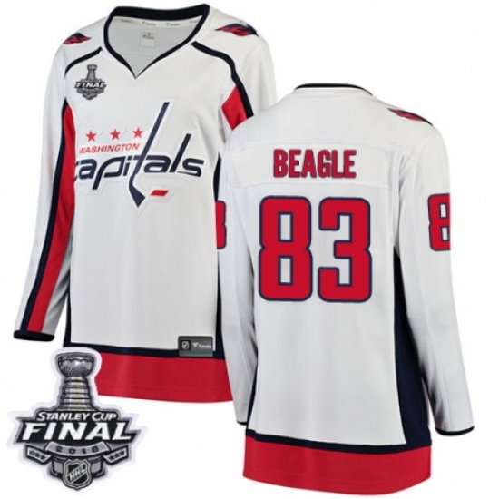 Women's Washington Capitals #83 Jay Beagle Fanatics Branded White Away Breakaway 2018 Stanley Cup Final NHL Jersey - Ujersey