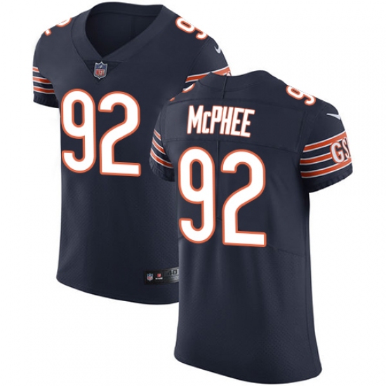 Men's Nike Chicago Bears #92 Pernell McPhee Navy Blue Team Color Vapor Untouchable Elite Player NFL Jersey