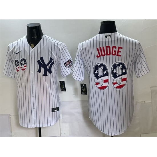 Men's New York Yankees #99 Aaron Judge White USA 250 Fourth of July Home Stadium Stitched Baseball Jersey - Ujersey