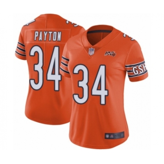 Women's Chicago Bears #34 Walter Payton Orange Alternate 100th Season Limited Football Jersey - Ujersey