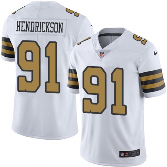 Men's Nike New Orleans Saints #91 Trey Hendrickson Limited White Rush Vapor Untouchable NFL Jersey - Ujersey