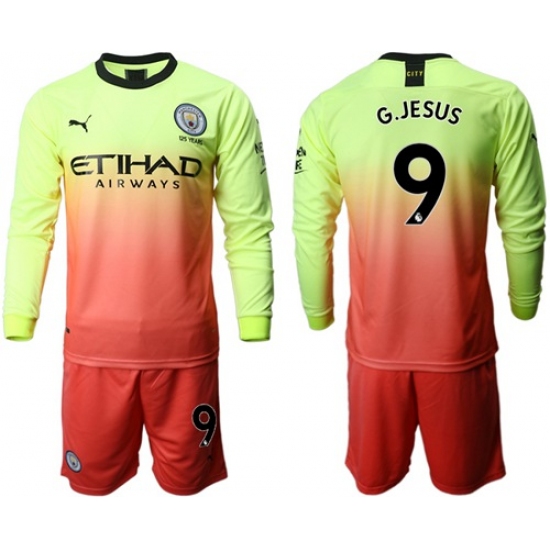 Manchester City #9 G.Jesus Third Long Sleeves Soccer Club Jersey