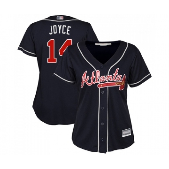 Women's Atlanta Braves #14 Matt Joyce Replica Blue Alternate Road Cool Base Baseball Jersey - Ujersey