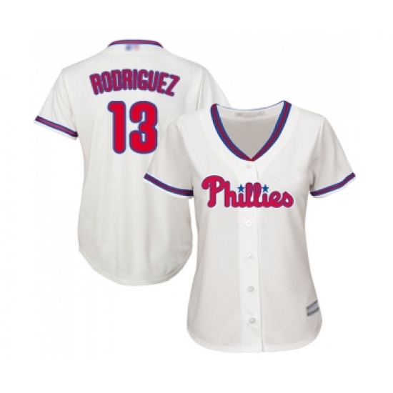 Women's Philadelphia Phillies #13 Sean Rodriguez Replica Cream Alternate Cool Base Baseball Jersey - Ujersey