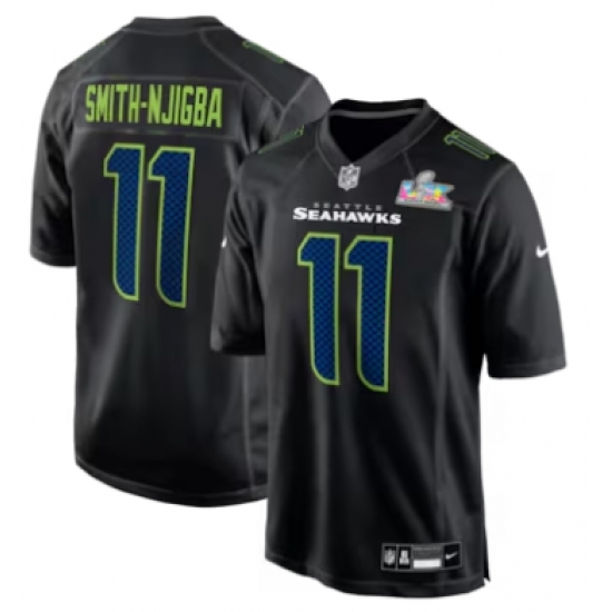 Men's Seattle Seahawks #11 Jaxon Smith-Njigba Black Nike Super Bowl LX Carbon Fashion Game Jersey - Ujersey
