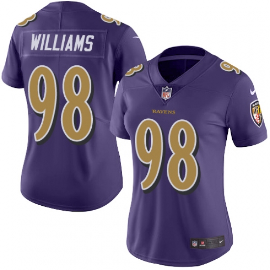 Women's Nike Baltimore Ravens #98 Brandon Williams Limited Purple Rush Vapor Untouchable NFL Jersey - Ujersey