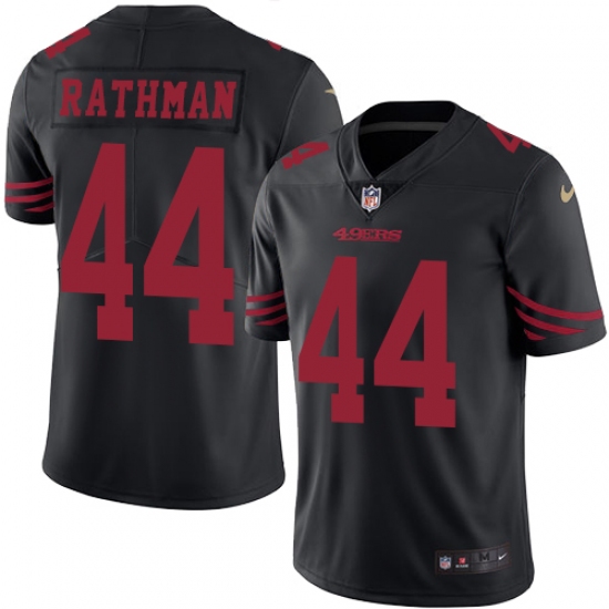 Men's Nike San Francisco 49ers #44 Tom Rathman Limited Black Rush Vapor Untouchable NFL Jersey - Ujersey