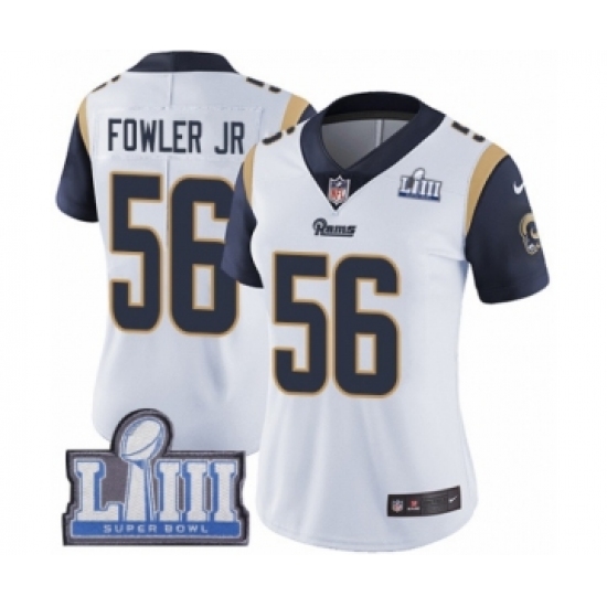 Women's Nike Los Angeles Rams #56 Dante Fowler Jr White Vapor Untouchable Limited Player Super Bowl LIII Bound NFL Jersey - Ujersey