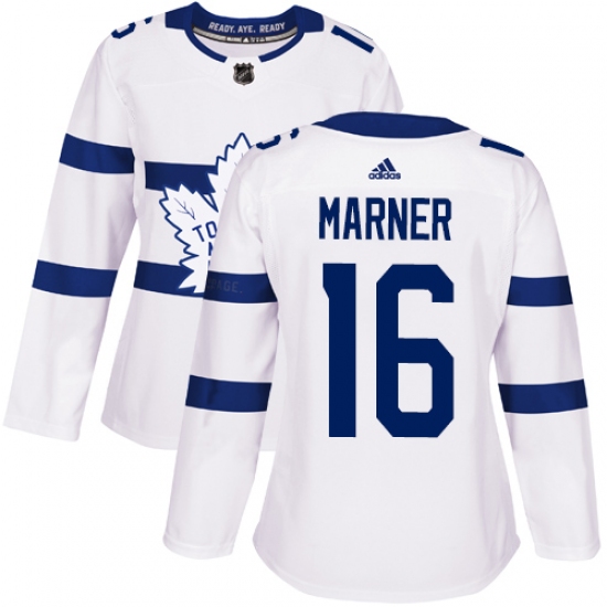 Women's Adidas Toronto Maple Leafs #16 Mitchell Marner Authentic White 2018 Stadium Series NHL Jersey - Ujersey