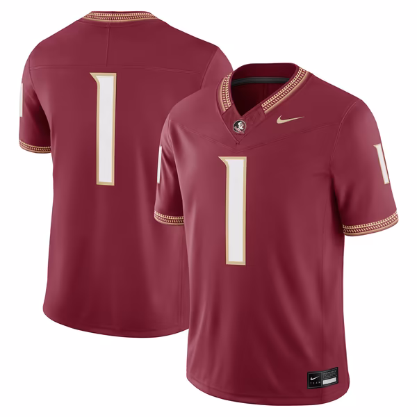 Men's Nike #1 Garnet Florida State Seminoles Home Vapor F.U.S.E. Stitched Limited Jersey