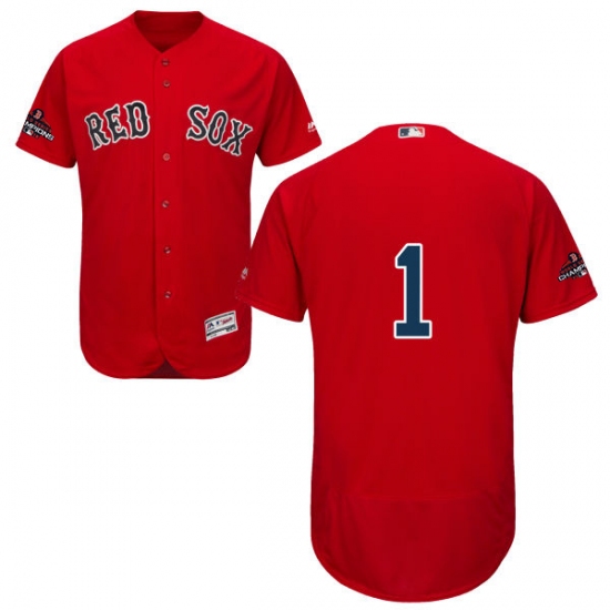 Men's Majestic Boston Red Sox #1 Bobby Doerr Red Alternate Flex Base Authentic Collection 2018 World Series Champions MLB Jersey - Ujersey