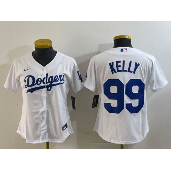 Women's Los Angeles Dodgers #99 Joe Kelly White Stitched Cool Base Nike Jersey - ujerseystore