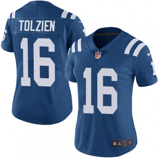Women's Nike Indianapolis Colts #16 Scott Tolzien Royal Blue Team Color Vapor Untouchable Limited Player NFL Jersey - Ujersey
